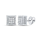 Exquisite Brilliance: 10kt White Gold Womens Round Diamond Square Earrings - Splendid Jewellery