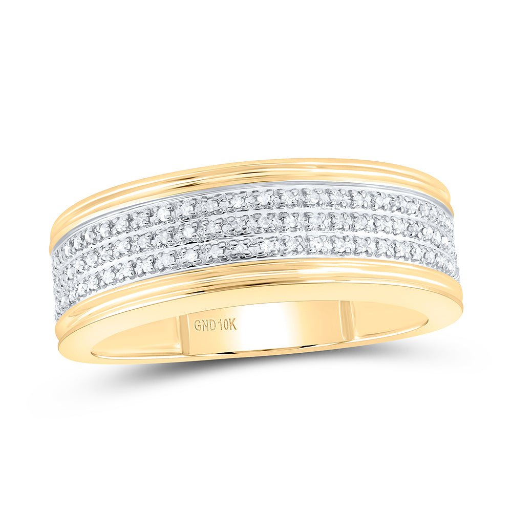 Exquisite Brilliance: 10kt Yellow Gold Men's Diamond Wedding Band - Splendid Jewellery