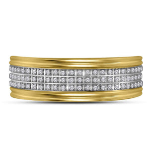 Exquisite Brilliance: 10kt Yellow Gold Men's Diamond Wedding Band - Splendid Jewellery