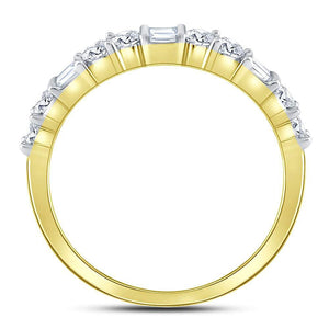 Exquisite Brilliance | 10kt Yellow Gold Womens Baguette Round Diamond Band Ring 1/2 Cttw - Splendid Jewellery