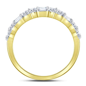 Exquisite Brilliance | 10kt Yellow Gold Womens Baguette Round Diamond Band Ring 1/2 Cttw product  Top View from Splendid Jewellery