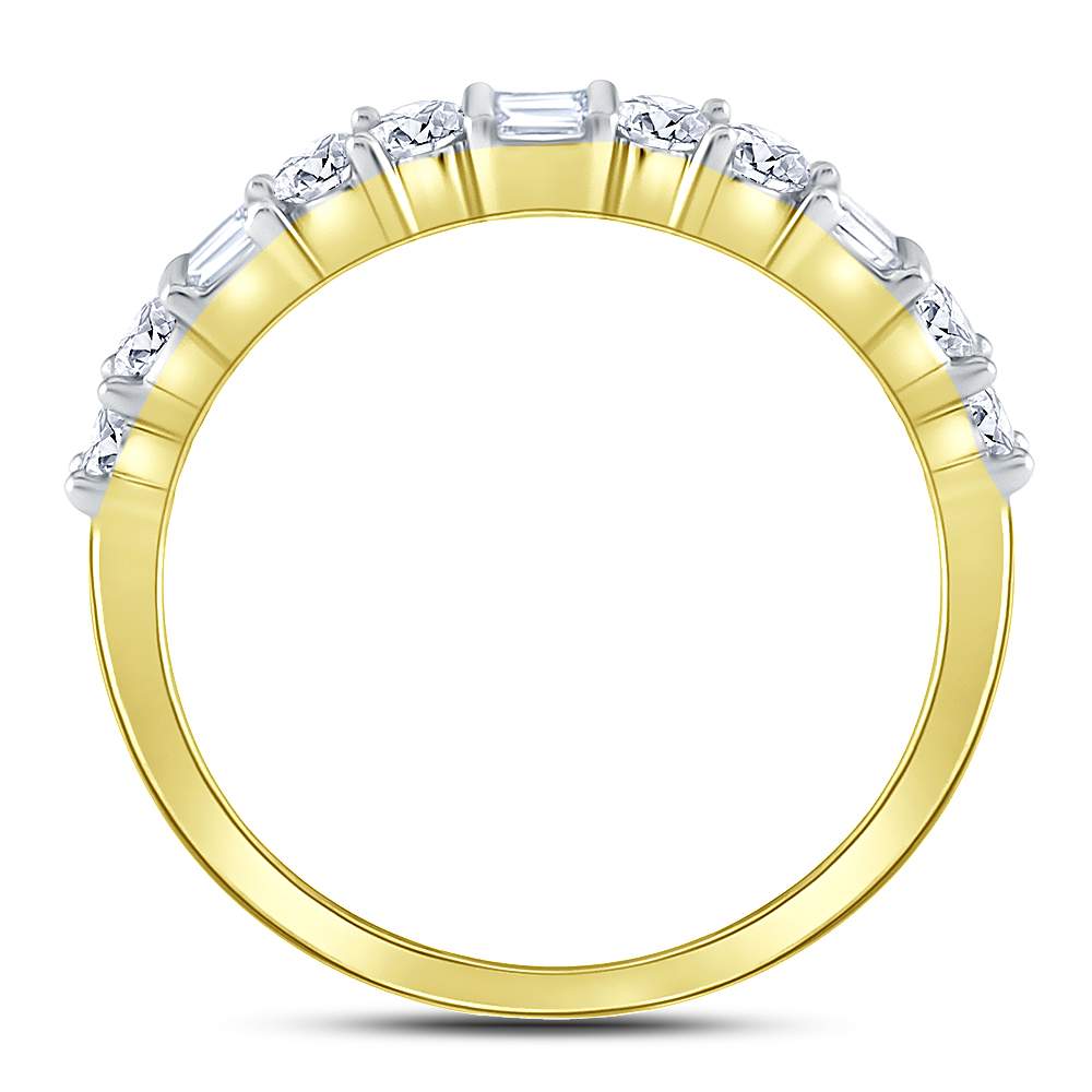 Exquisite Brilliance | 10kt Yellow Gold Womens Baguette Round Diamond Band Ring 1/2 Cttw - Splendid Jewellery