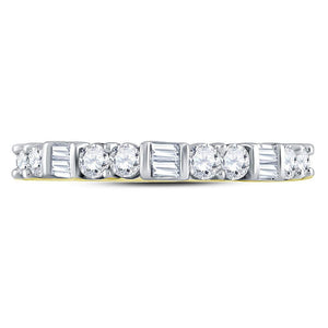 Exquisite Brilliance | 10kt Yellow Gold Womens Baguette Round Diamond Band Ring 1/2 Cttw - Splendid Jewellery