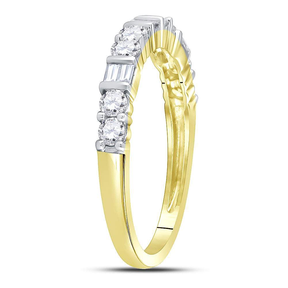 Exquisite Brilliance | 10kt Yellow Gold Womens Baguette Round Diamond Band Ring 1/2 Cttw - Splendid Jewellery