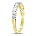 Exquisite Brilliance | 10kt Yellow Gold Womens Baguette Round Diamond Band Ring 1/2 Cttw product Side View 2 from Splendid Jewellery
