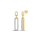 Exquisite Brilliance: 10kt Yellow Gold Womens Round Diamond Oblong Dangle Earrings 1/5 Cttw - Splendid Jewellery
