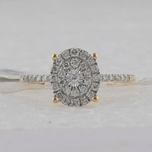 Load image into Gallery viewer, Exquisite Brilliance: 10kt Yellow Gold Womens Round Diamond Oval Cluster Ring 1/3 Cttw product Top View from Splendid Jewellery