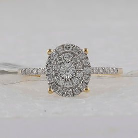 Exquisite Brilliance: 10kt Yellow Gold Womens Round Diamond Oval Cluster Ring 1/3 Cttw product Top View from Splendid Jewellery