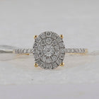 Exquisite Brilliance: 10kt Yellow Gold Womens Round Diamond Oval Cluster Ring 1/3 Cttw - Splendid Jewellery