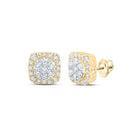 Exquisite Brilliance: 10kt Yellow Gold Womens Round Diamond Square Cluster Earrings 5/8 Cttw - Splendid Jewellery