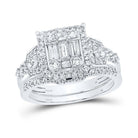 Exquisite Brilliance: 14kt White Gold Baguette Diamond Bridal Wedding Ring Band Set 7/8 Cttw - Splendid Jewellery