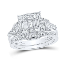 Load image into Gallery viewer, Exquisite Brilliance: 14kt White Gold Baguette Diamond Bridal Wedding Ring Band Set 7/8 Cttw - Splendid Jewellery