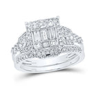 Exquisite Brilliance: 14kt White Gold Baguette Diamond Bridal Wedding Ring Band Set 7/8 Cttw - Splendid Jewellery