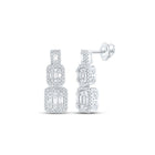 Exquisite Brilliance: 14kt White Gold Baguette Diamond Dangle Earrings - Splendid Jewellery