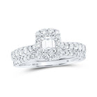 Exquisite Brilliance: 14kt White Gold Emerald Diamond Halo Bridal Wedding Ring Band Set 1 Cttw - Splendid Jewellery