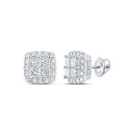 Exquisite Brilliance: 14kt White Gold Princess Diamond Square Earrings - Splendid Jewellery