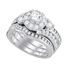 Exquisite Brilliance: 14kt White Gold Round Diamond 3 - Piece Bridal Wedding Ring Band Set - Splendid Jewellery