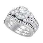 Exquisite Brilliance: 14kt White Gold Round Diamond 3 - Piece Bridal Wedding Ring Band Set - Splendid Jewellery