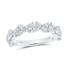 Exquisite Brilliance | 14kt White Gold Womens Pear Diamond Alternating Band Ring 1 - 7/8 Cttw - Splendid Jewellery