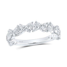 Load image into Gallery viewer, Exquisite Brilliance | 14kt White Gold Womens Pear Diamond Alternating Band Ring 1 - 7/8 Cttw - Splendid Jewellery