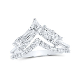 Exquisite Brilliance: 14kt White Gold Womens Princess Diamond Fashion Ring - Splendid Jewellery