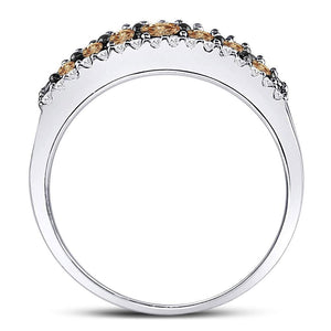 Exquisite Brilliance | 14kt White Gold Womens Round Brown Diamond Band Ring 1/2 Cttw - Splendid Jewellery