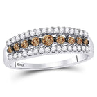Exquisite Brilliance | 14kt White Gold Womens Round Brown Diamond Band Ring 1/2 Cttw Top View from Splendid Jewellery