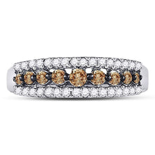 Load image into Gallery viewer, Exquisite Brilliance | 14kt White Gold Womens Round Brown Diamond Band Ring 1/2 Cttw - Splendid Jewellery