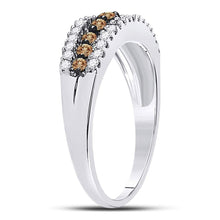Load image into Gallery viewer, Exquisite Brilliance | 14kt White Gold Womens Round Brown Diamond Band Ring 1/2 Cttw Side View 2 from Splendid Jewellery