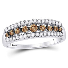 Load image into Gallery viewer, Exquisite Brilliance | 14kt White Gold Womens Round Brown Diamond Band Ring 1/2 Cttw - Splendid Jewellery