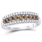 Exquisite Brilliance | 14kt White Gold Womens Round Brown Diamond Band Ring 1/2 Cttw - Splendid Jewellery