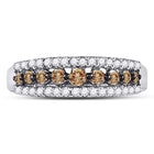 Exquisite Brilliance | 14kt White Gold Womens Round Brown Diamond Band Ring 1/2 Cttw Front View from Splendid Jewellery