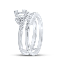 Load image into Gallery viewer, Exquisite Brilliance: 14kt White Gold Womens Round Diamond Crown Wrap Enhancer Wedding Band 1/2 Cttw - Splendid Jewellery
