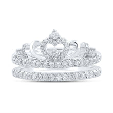 Load image into Gallery viewer, Exquisite Brilliance: 14kt White Gold Womens Round Diamond Crown Wrap Enhancer Wedding Band 1/2 Cttw - Splendid Jewellery