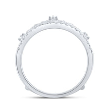 Load image into Gallery viewer, Exquisite Brilliance: 14kt White Gold Womens Round Diamond Crown Wrap Enhancer Wedding Band 1/2 Cttw - Side View