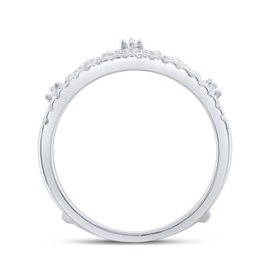 Exquisite Brilliance: 14kt White Gold Womens Round Diamond Crown Wrap Enhancer Wedding Band 1/2 Cttw - Splendid Jewellery