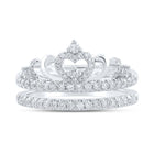 Exquisite Brilliance: 14kt White Gold Womens Round Diamond Crown Wrap Enhancer Wedding Band 1/2 Cttw - Front View