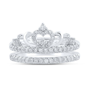 Exquisite Brilliance: 14kt White Gold Womens Round Diamond Crown Wrap Enhancer Wedding Band 1/2 Cttw - Splendid Jewellery