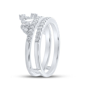 Exquisite Brilliance: 14kt White Gold Womens Round Diamond Crown Wrap Enhancer Wedding Band 1/2 Cttw - Splendid Jewellery