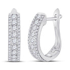 Exquisite Brilliance: 14kt White Gold Womens Round Diamond Hoop Earrings - Splendid Jewellery