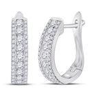 Exquisite Brilliance: 14kt White Gold Womens Round Diamond Hoop Earrings - Splendid Jewellery