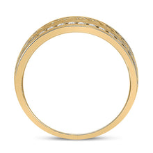 Load image into Gallery viewer, Exquisite Brilliance: 14kt Yellow Gold Mens Diamond Wedding Braid Inlay Band Ring - Second Side View