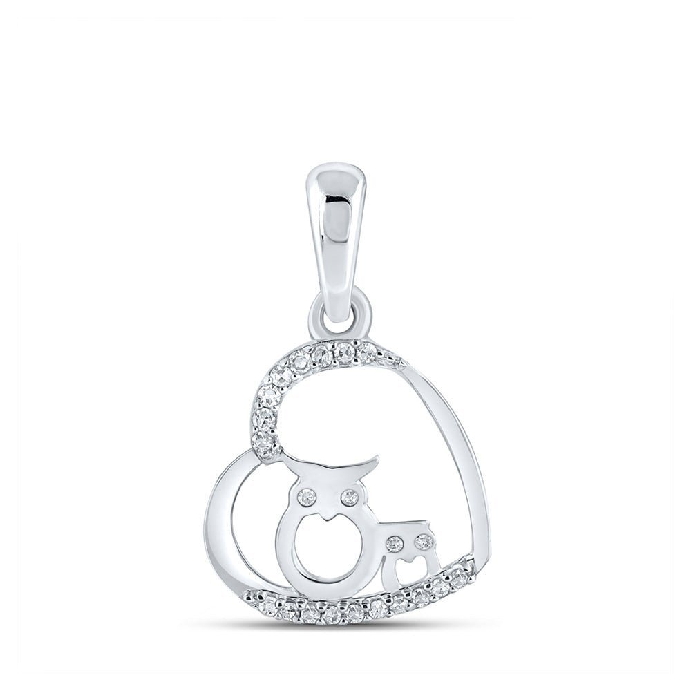 Exquisite Diamond Owl Heart Pendant in 10kt White Gold - Splendid Jewellery