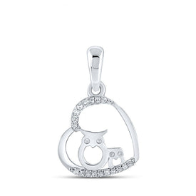 Exquisite Diamond Owl Heart Pendant in 10kt White Gold - Splendid Jewellery