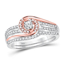 Load image into Gallery viewer, Exquisite Elegance: 10kt Two-tone Gold Diamond Bridal Wedding Ring Band Set - Alternate view 1 from Splendid Jewellery