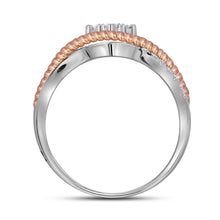 Load image into Gallery viewer, Exquisite Elegance | 10kt Two-tone Gold Womens Round Diamond Rope Rose-tone Band Ring 1/5 Cttw Side View 2 from Splendid Jewellery