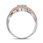 Exquisite Elegance | 10kt Two - tone Gold Womens Round Diamond Rope Rose - tone Band Ring 1/5 Cttw - Splendid Jewellery