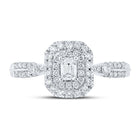 Exquisite Emerald Brilliance: 14kt White Gold Womens Diamond Fashion Ring 1/2 Cttw - Front View