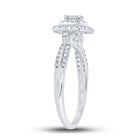 Exquisite Emerald Brilliance: 14kt White Gold Womens Diamond Fashion Ring 1/2 Cttw - Second Side View