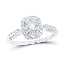 Load image into Gallery viewer, Exquisite Emerald Brilliance: 14kt White Gold Womens Diamond Fashion Ring 1/2 Cttw - Splendid Jewellery